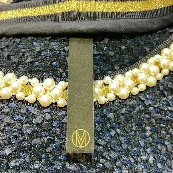 Mother of Pearl London Blue Tweed with Pearl Short-Sleeve Frayed Hemline - Picture 4 of 7